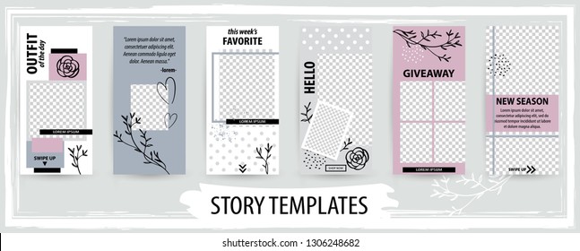 Trendy editable template for social networks stories, vector illustration. Design backgrounds for social media.
