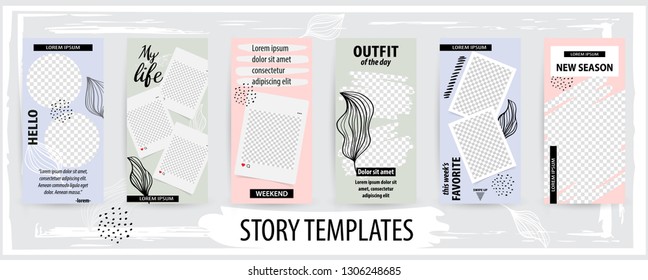 Trendy editable template for social networks stories, vector illustration. Design backgrounds for social media.