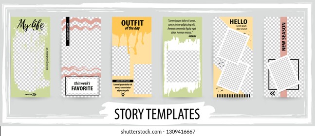 Trendy editable template for social networks stories, story, vector illustration. Design backgrounds for social media.