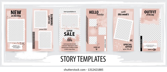 Trendy editable template for social networks stories, vector illustration. Design backgrounds for social media.