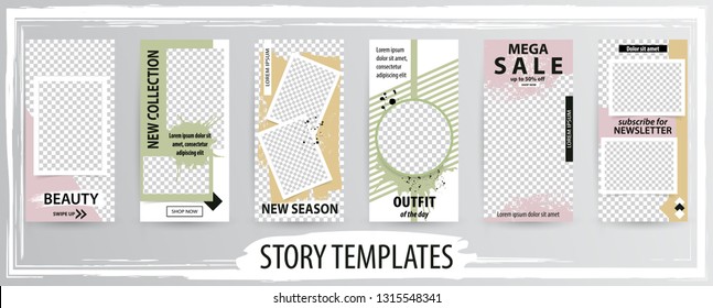 Trendy editable template for social networks stories, vector illustration. Design backgrounds for social media.