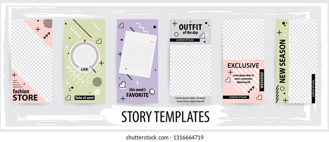 Trendy editable template for social networks stories, vector illustration. Design backgrounds for social media.