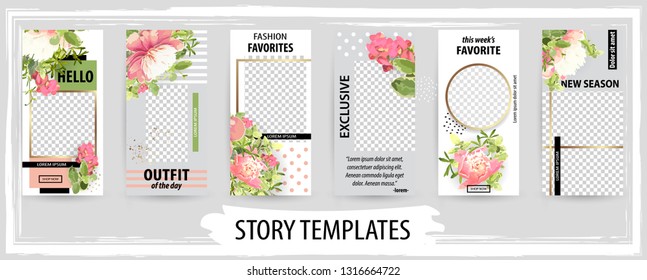 Trendy editable template for social networks stories, vector illustration. Design backgrounds for social media.