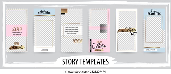 Trendy editable template for social networks stories, story, vector illustration. Design backgrounds for social media.