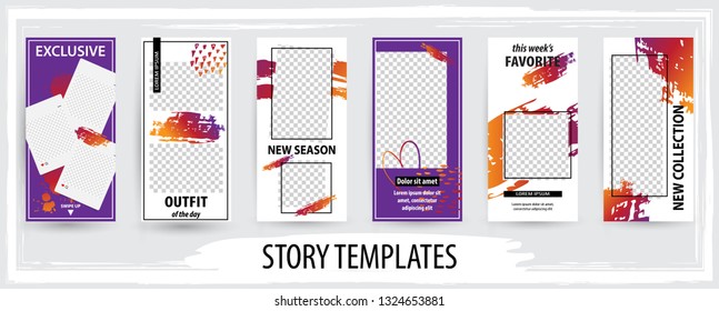 Trendy editable template for social networks stories, story, vector illustration. Design backgrounds for social media.