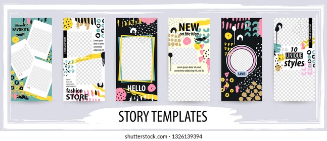 Trendy editable template for social networks stories, vector illustration. Design backgrounds for social media.