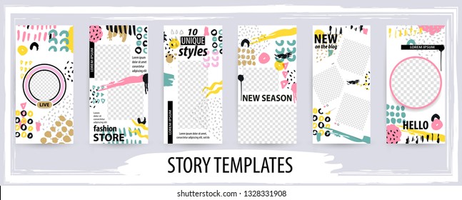 Trendy editable template for social networks stories,  vector illustration. Design backgrounds for social media.