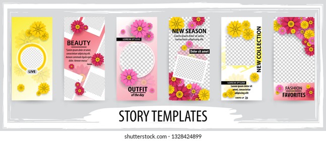 Trendy editable template for social networks stories, story, vector illustration. Design backgrounds for social media.