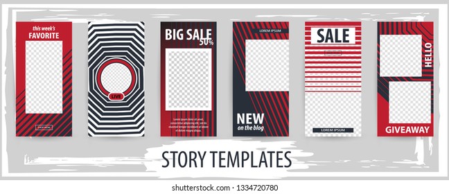 Trendy editable template for social networks stories, vector illustration. Design backgrounds for social media.