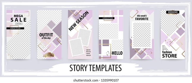 Trendy editable template for social networks stories, vector illustration. Design backgrounds for social media.