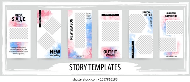 Trendy editable template for social networks stories, vector illustration. Design backgrounds for social media.