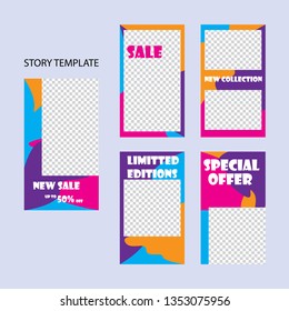 Trendy editable template for social networks stories, vector illustration. Design backgrounds for social media.