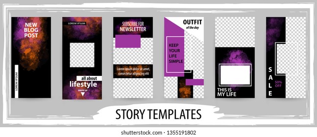 Trendy editable template for social networks stories, vector illustration. Design backgrounds for social media.
