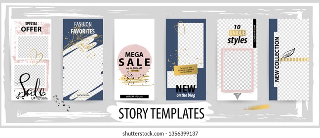 Trendy editable template for social networks story, vector illustration. Design backgrounds for social media.