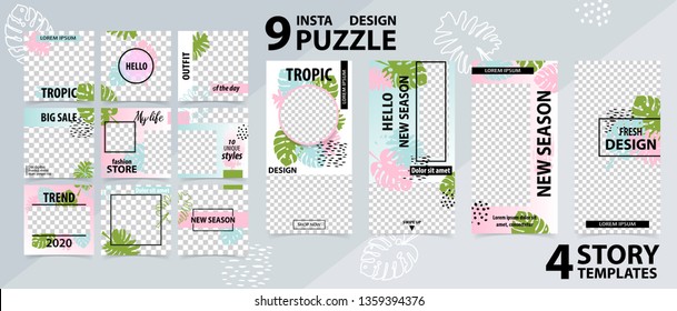 Trendy editable template for social networks stories and posts, vector illustration. Design backgrounds for social media.