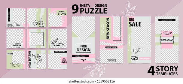 Trendy editable template for social networks stories and posts, vector illustration. Design backgrounds for social media