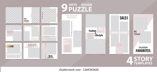 Trendy editable template for social networks stories and posts, vector illustration. Design backgrounds for social media.