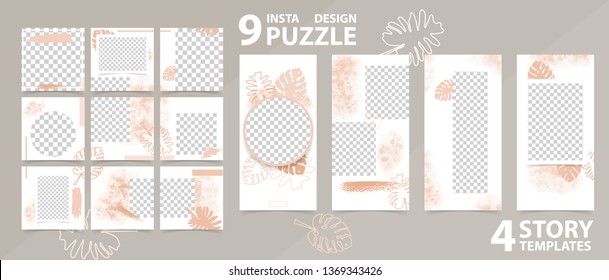 Trendy editable template for social networks stories and posts, vector illustration. Design backgrounds for social media.