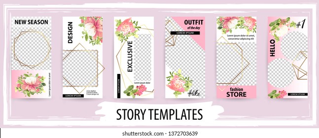 Trendy editable template for social networks stories, vector illustration. Design backgrounds for social media.