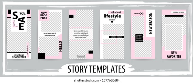 Trendy editable template for social networks story, vector illustration. Design backgrounds for social media.