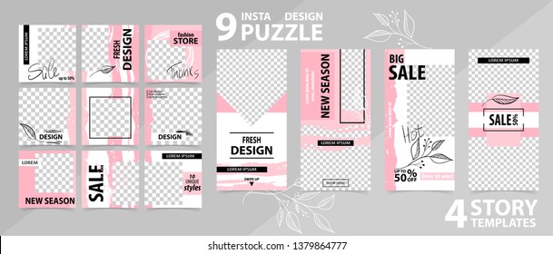 Trendy editable template for social networks stories and posts, vector illustration. Design backgrounds for social media.