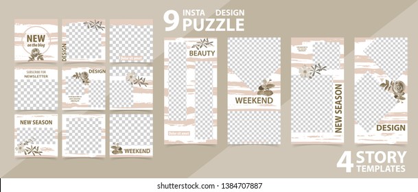 Trendy editable template for social networks stories and posts, vector illustration. Design backgrounds for social media.