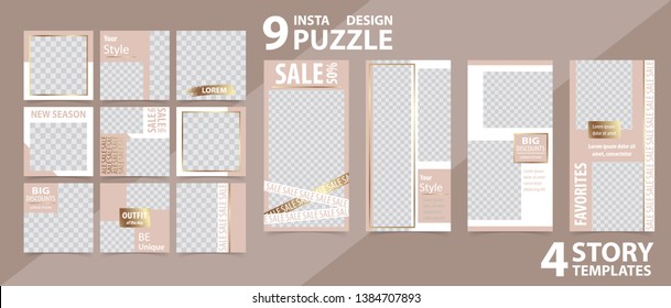 Trendy editable template for social networks stories and posts, vector illustration. Design backgrounds for social media.