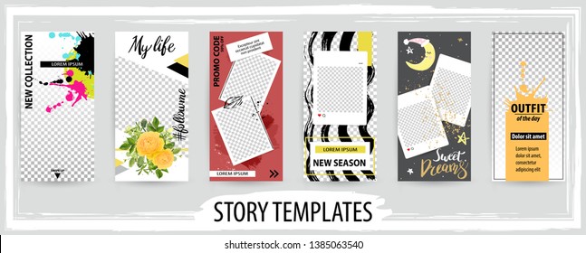 Trendy editable template for social networks story,  vector illustration. Design backgrounds for social media.