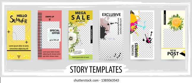 Trendy editable template for social networks story, vector illustration. Design backgrounds for social media.