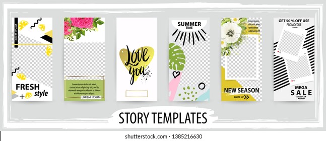 Trendy editable template for social networks story, vector illustration. Design backgrounds for social media.