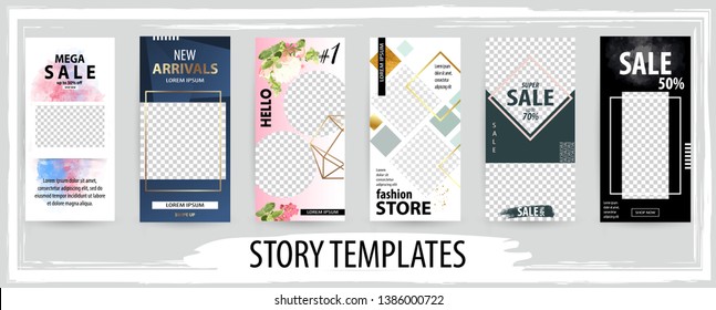 Trendy editable template for social networks story, vector illustration. Design backgrounds for social media.