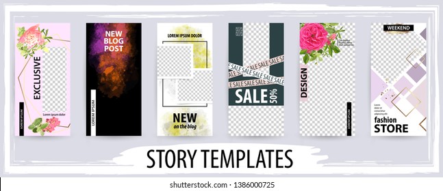 Trendy editable template for social networks story, vector illustration. Design backgrounds for social media.