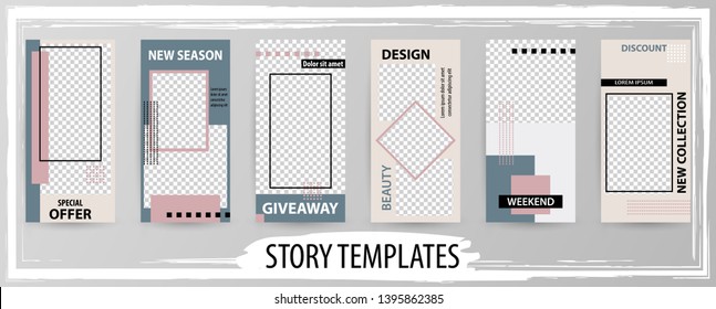 Trendy editable template for social networks story, vector illustration. Design backgrounds for social media.