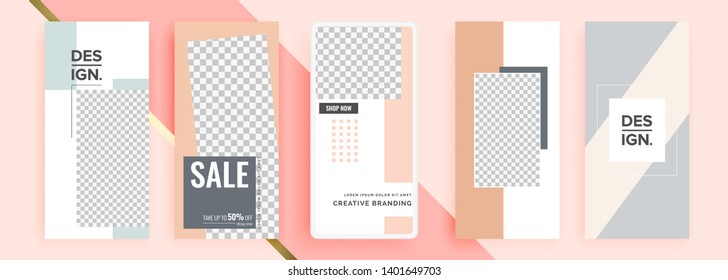 Trendy editable template for social networks stories, vector illustration. Design backgrounds for social media.