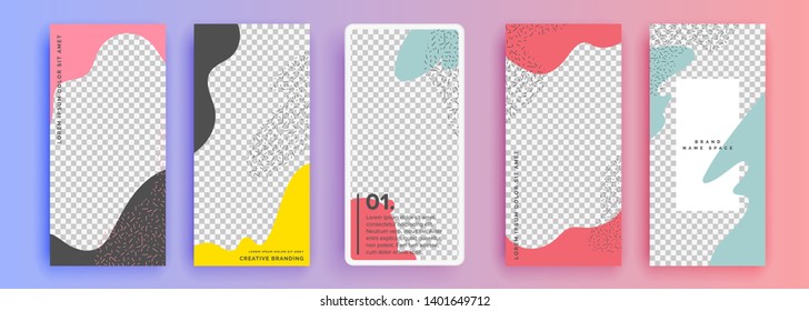 Trendy editable template for social networks stories, vector illustration. Design backgrounds for social media.