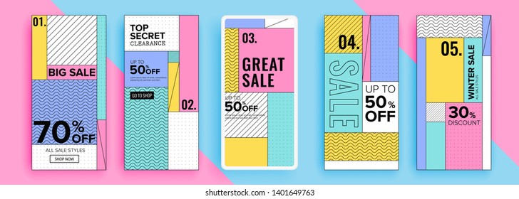 Trendy editable template for social networks stories, vector illustration. Design backgrounds for social media.