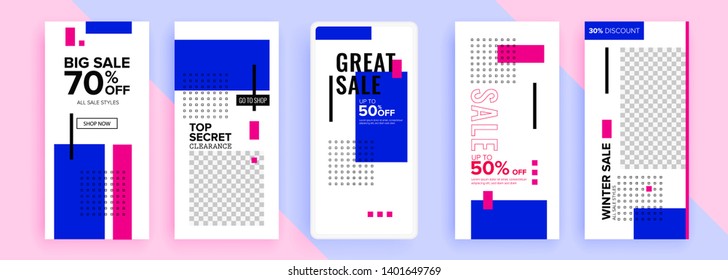 Trendy editable template for social networks stories, vector illustration. Design backgrounds for social media.