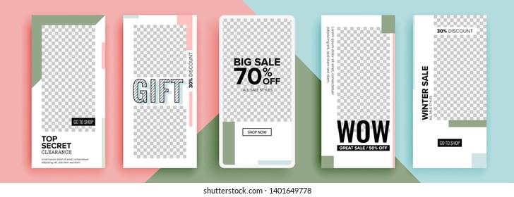 Trendy editable template for social networks stories, vector illustration. Design backgrounds for social media.