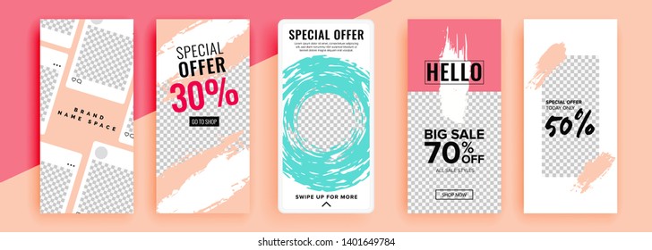 Trendy editable template for social networks stories, vector illustration. Design backgrounds for social media.