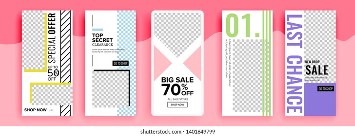 Trendy editable template for social networks stories, vector illustration. Design backgrounds for social media.