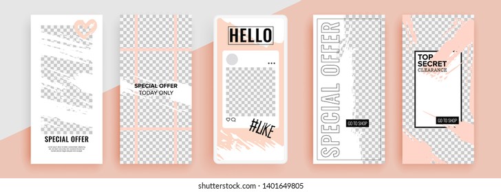 Trendy editable template for social networks stories, vector illustration. Design backgrounds for social media.
