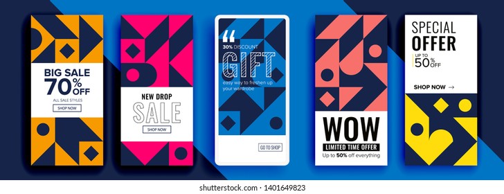 Trendy editable template for social networks stories, vector illustration. Design backgrounds for social media.