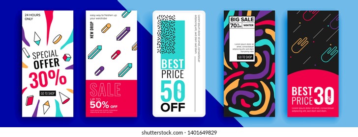 Trendy editable template for social networks stories, vector illustration. Design backgrounds for social media.