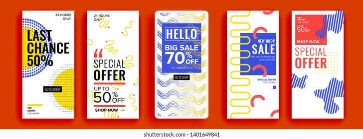 Trendy editable template for social networks stories, vector illustration. Design backgrounds for social media.