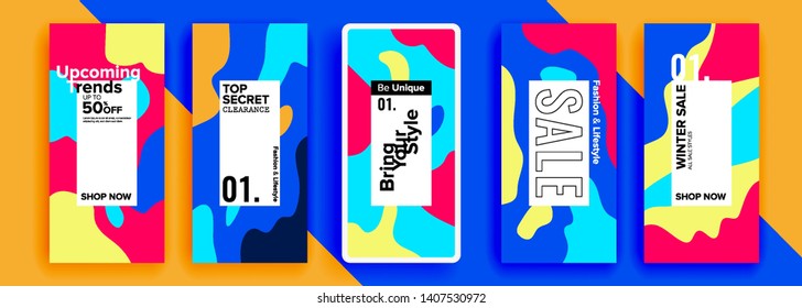 Trendy editable template for social networks stories, vector illustration. Design backgrounds for social media.