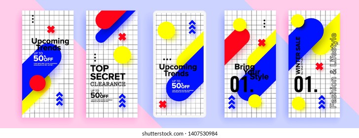 Trendy editable template for social networks stories, vector illustration. Design backgrounds for social media.