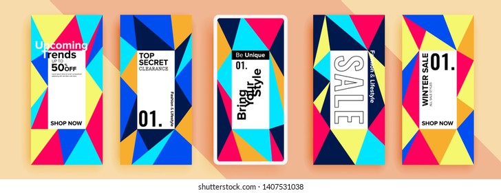 Trendy editable template for social networks stories, vector illustration. Design backgrounds for social media.