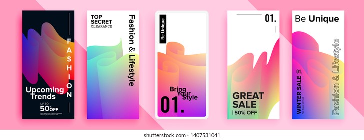 Trendy editable template for social networks stories, vector illustration. Design backgrounds for social media.