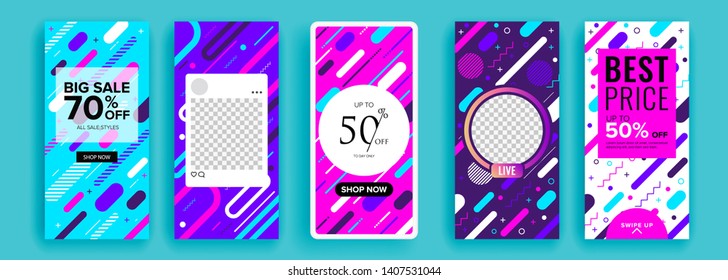 Trendy editable template for social networks stories, vector illustration. Design backgrounds for social media.