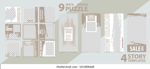 Trendy editable template for social networks stories and posts, vector illustration. Design backgrounds for social media.